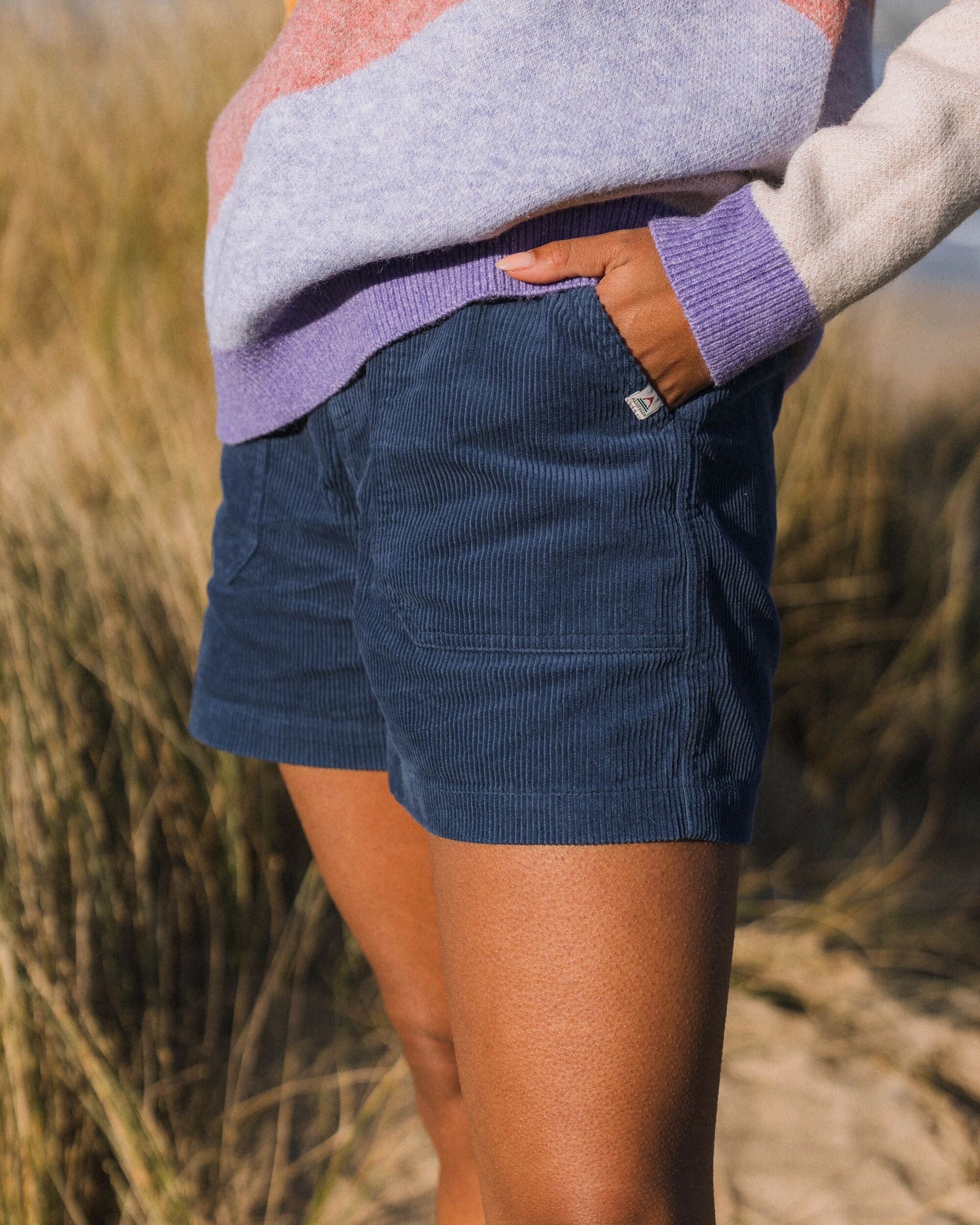 Avian Organic Cord Short - Dark Denim - Lifestyle
