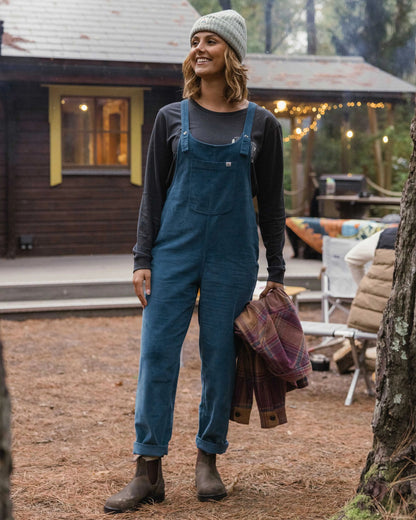 Meadows Organic Cotton Cord Dungarees - Tidal Blue - Lifestyle