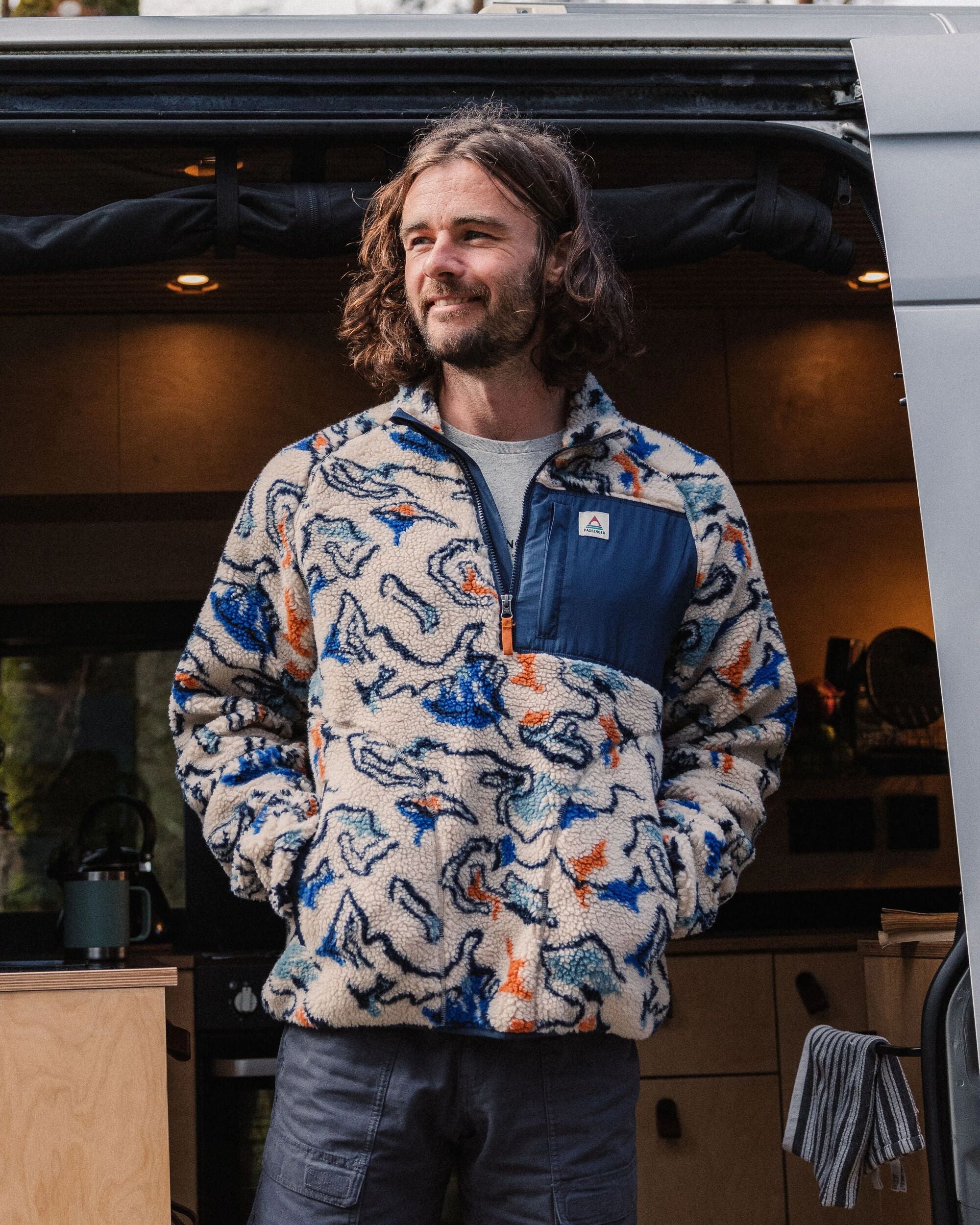 Offroad Recycled Sherpa 1/2 Zip Fleece - Abstract Strata Multi - Lifestyle