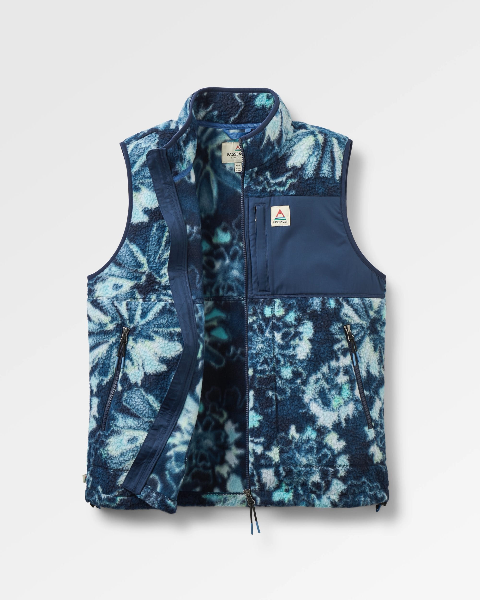 Fairbanks Full Zip Recycled Sherpa Gilet - Frost Rich Navy - Flatlay