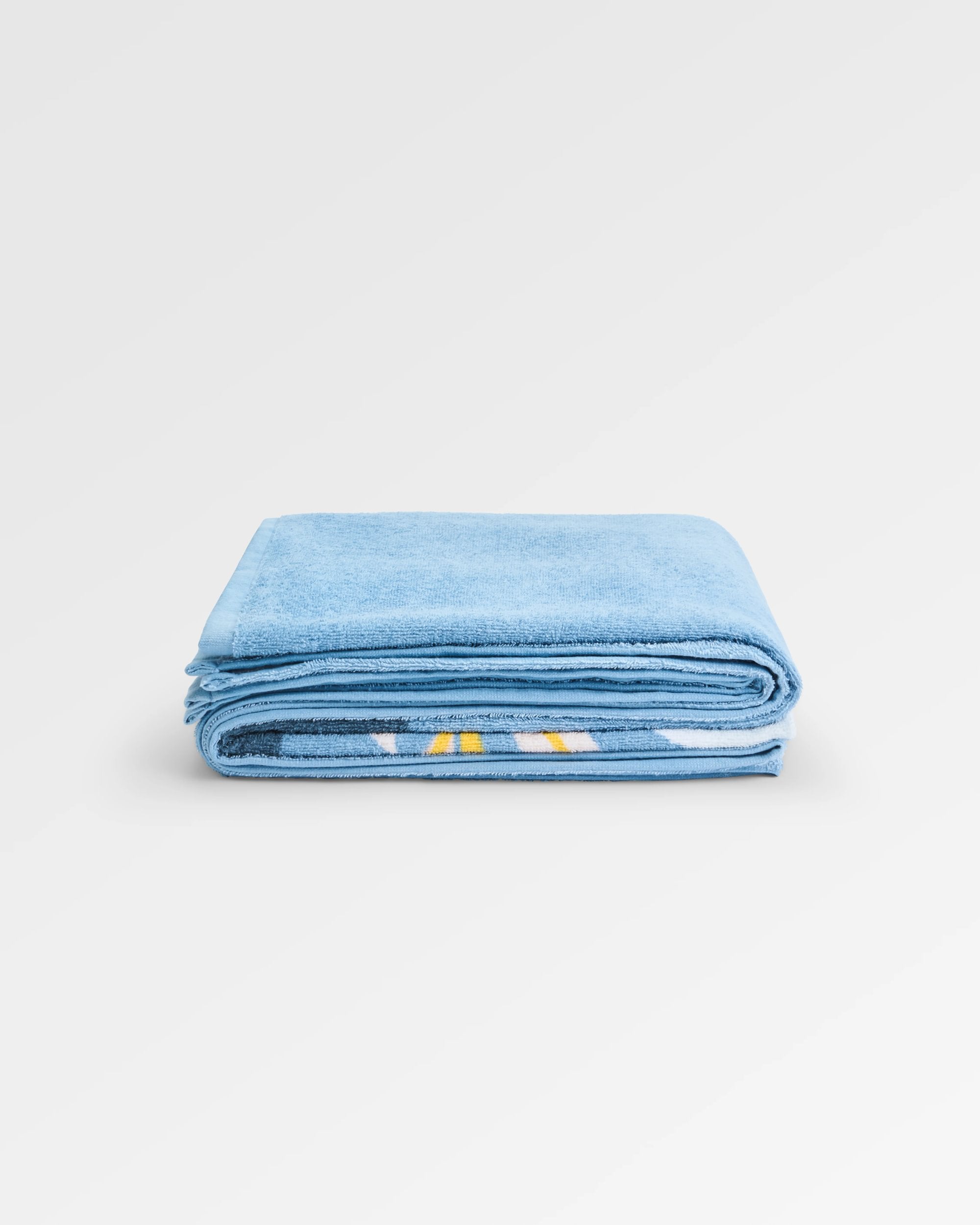 Tideline Organic Cotton Beach Towel - Faded Denim - Flatlay