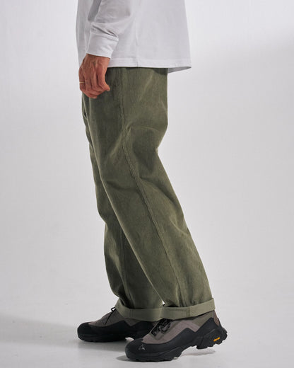Drifter Cord Relaxed Fit Trouser - Dusty Olive - Studio Model