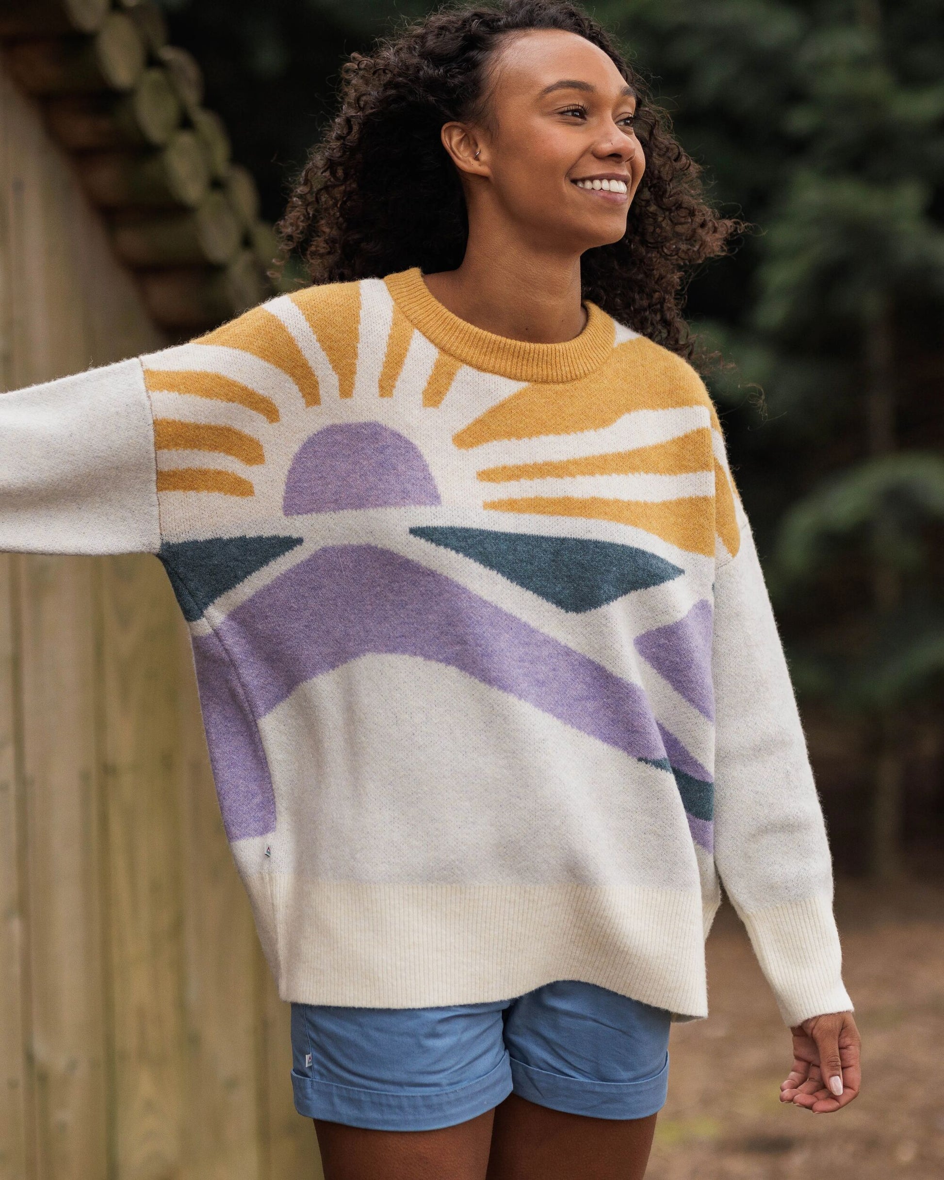 Sunsets Recycled Knitted Jumper - Marshmallow