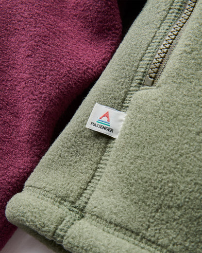 Sierrascape Women's Recycled Polartec® Fleece Hoodie - Fig/Dusty Olive  - Flatlay