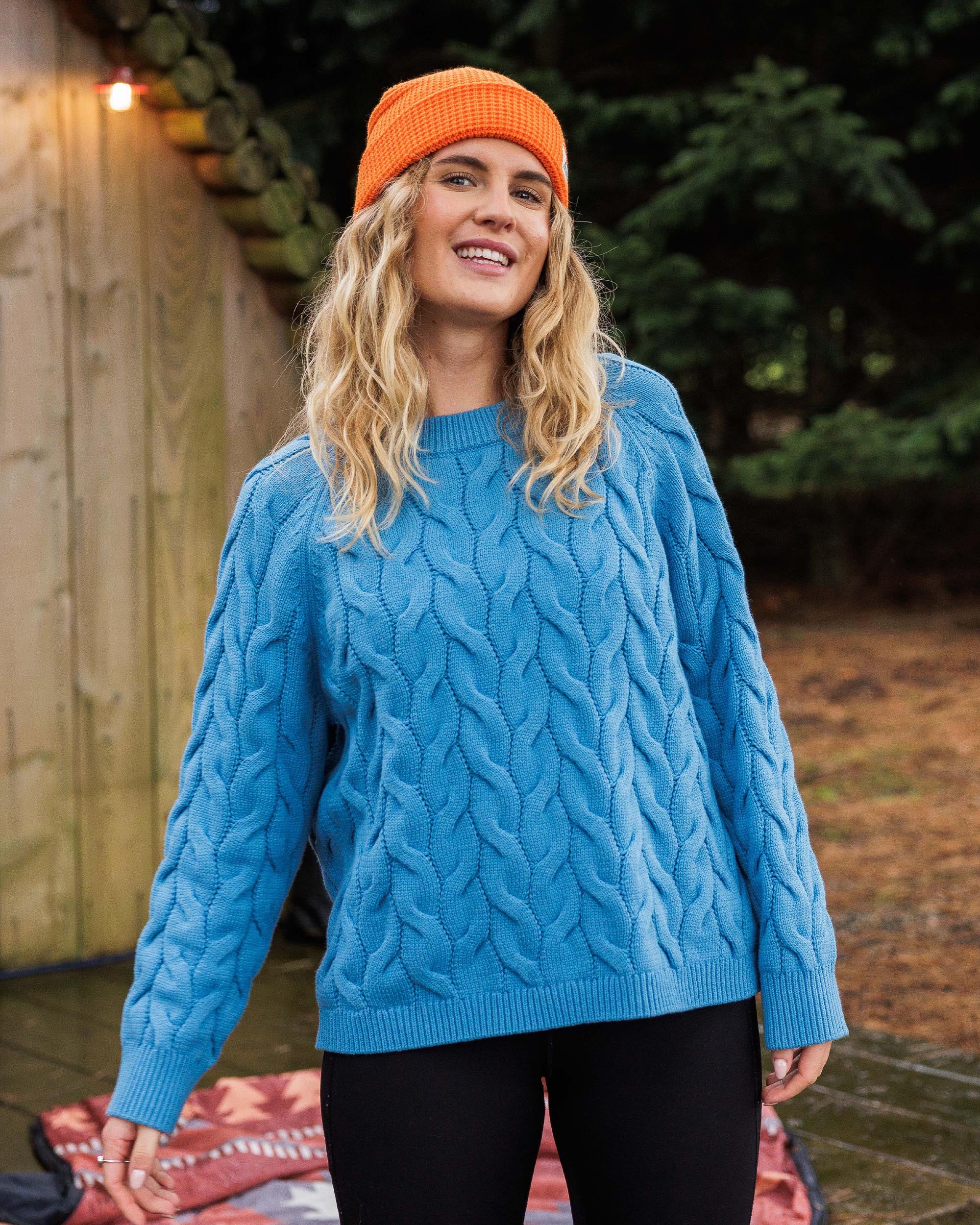 Comfort Organic Knitted Jumper - Atlantic Blue - Lifestyle