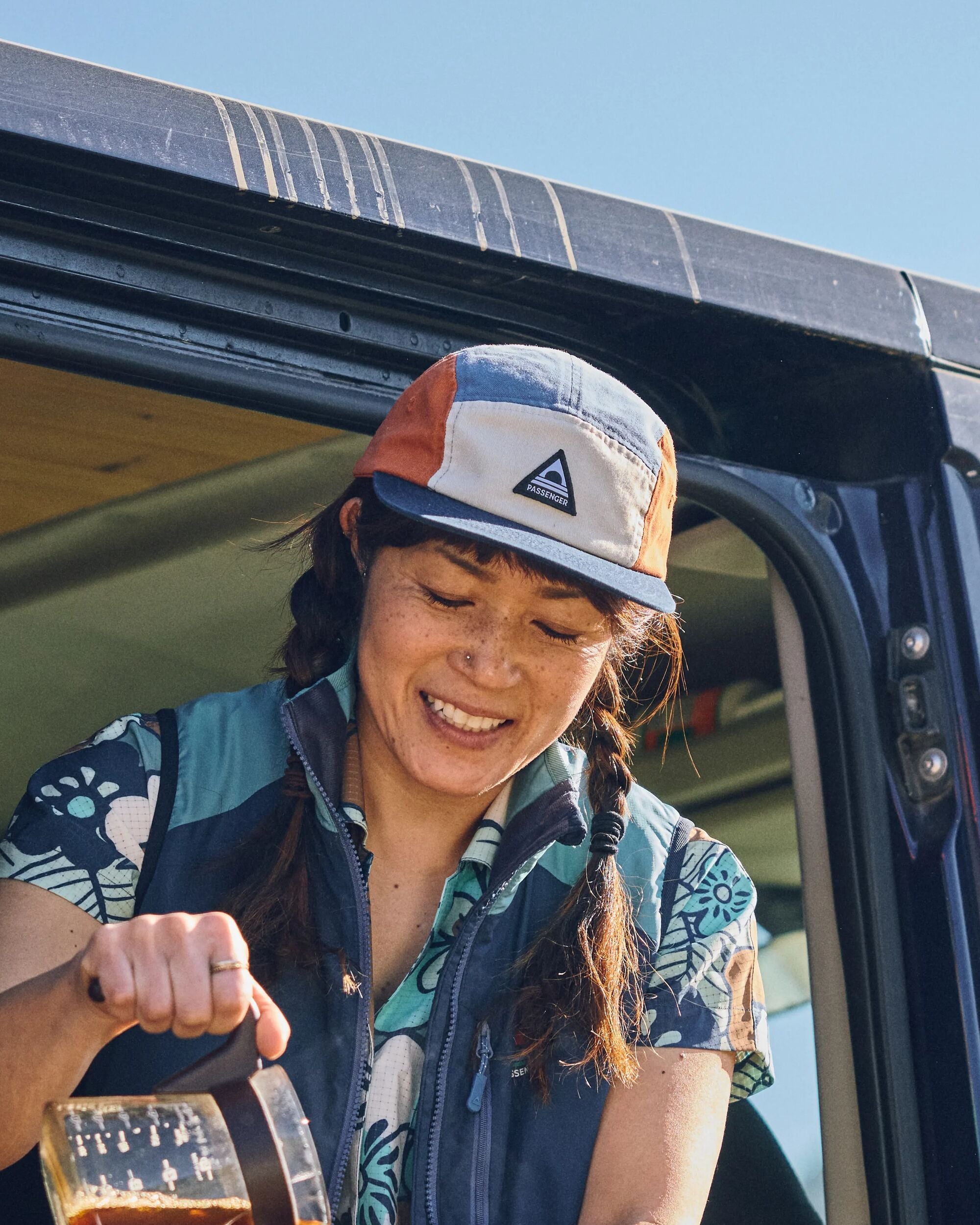 Fixie Recycled 5 Panel Cap - Sunrise Orange/ Moonlight Blue Multi - Lifestyle - Female