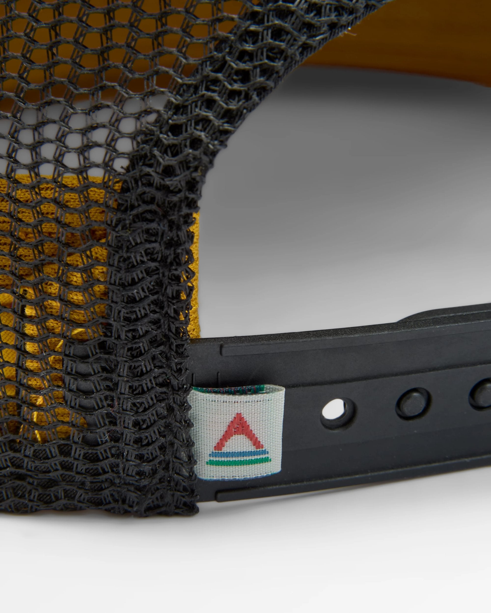 Roamer 7 Panel Organic Cotton Trucker Cap - Spruce Yellow - Flatlay