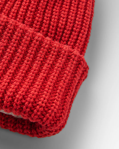 Beechwood Fleece Lined Recycled Beanie - Chilli - Flatlay