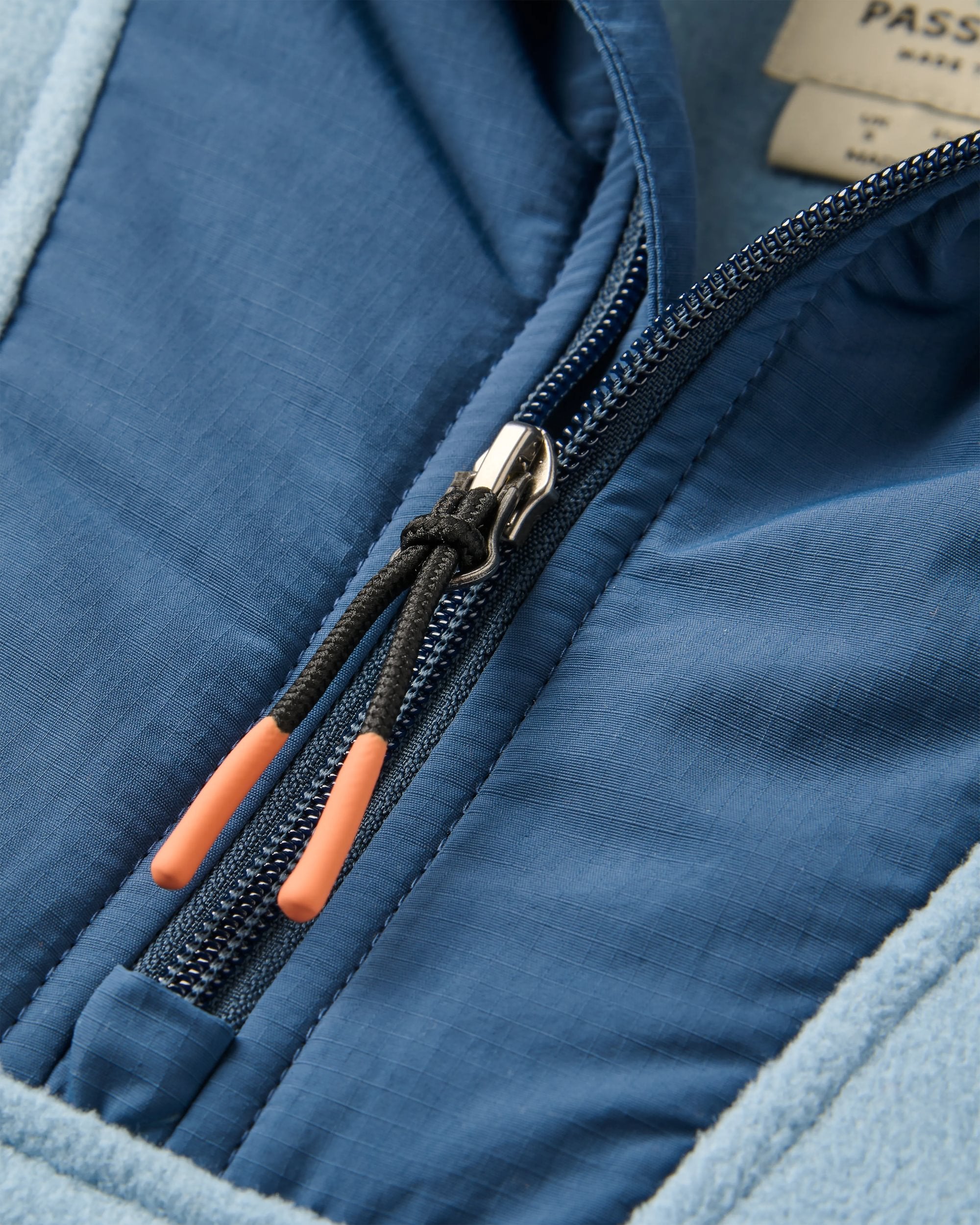 Alexander Recycled Hooded Polar Fleece - Faded Denim - Flatlay