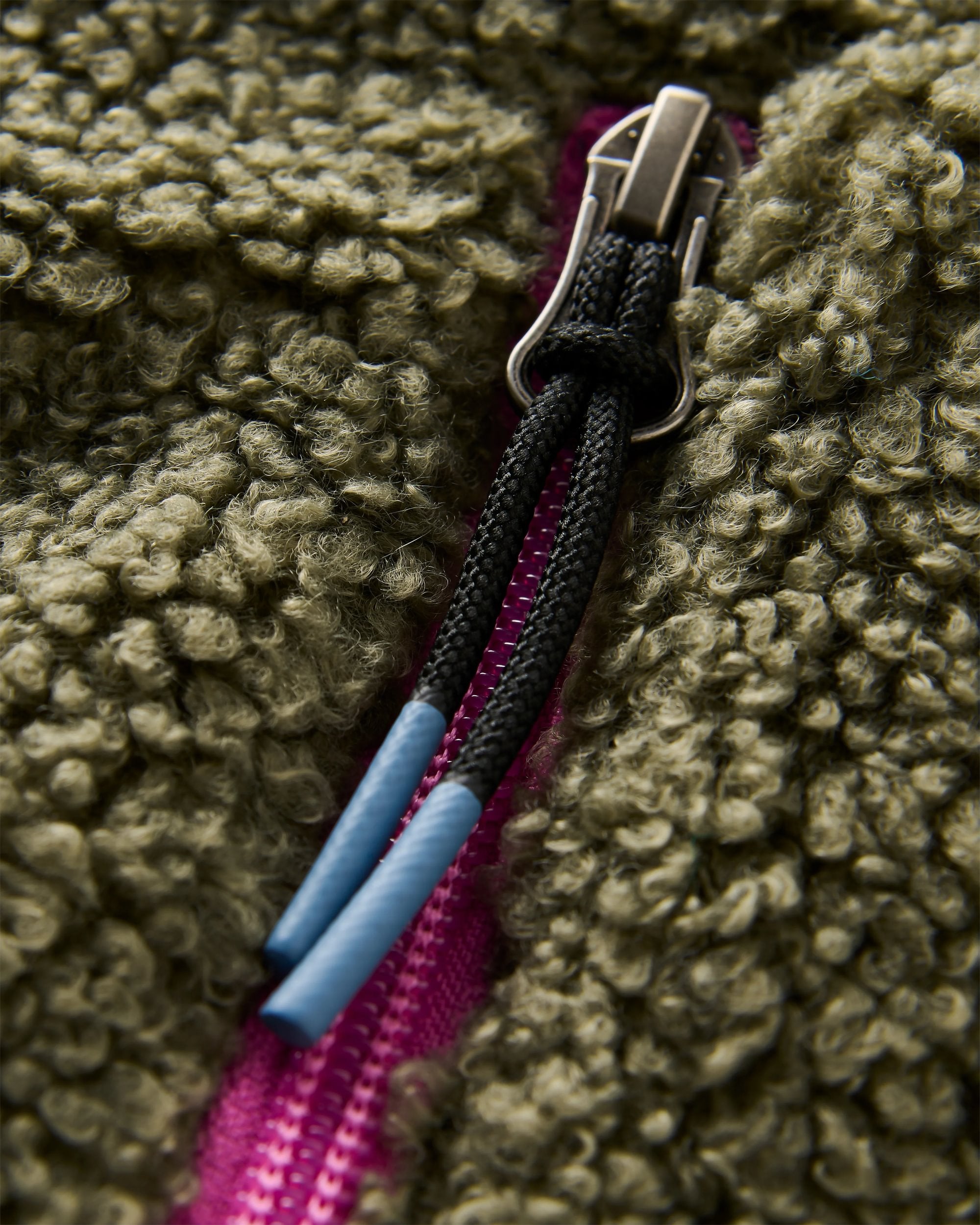 Joy Full Zip Hooded Sherpa Fleece - Dusty Olive - Flatlay