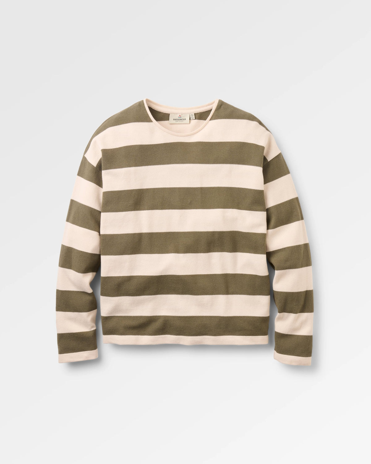 Panorama Striped Long sleeve T-Shirt - Dusty Olive - Flatlay