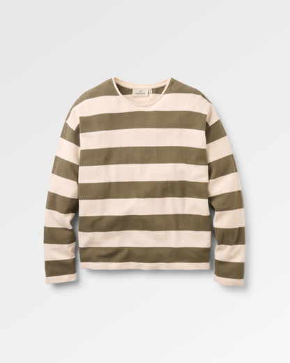 Panorama Striped Long sleeve T-Shirt - Dusty Olive - Flatlay