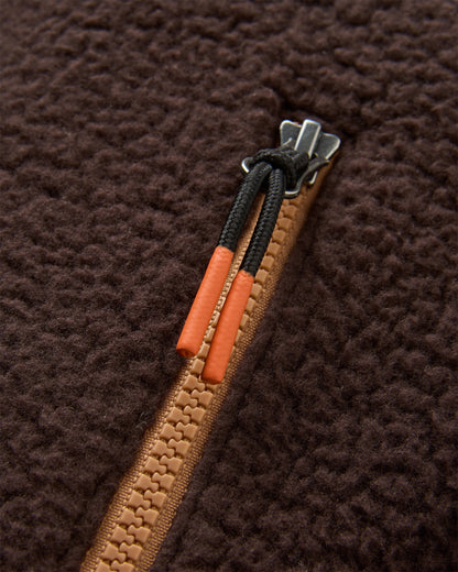 Fairbanks Full Zip Recycled Sherpa Fleece - Espresso - Flatlay