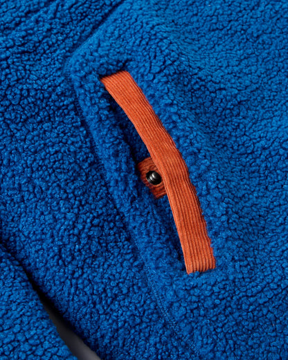 Clover Sherpa Fleece Hooded Pullover - Blue Navy - Flatlay