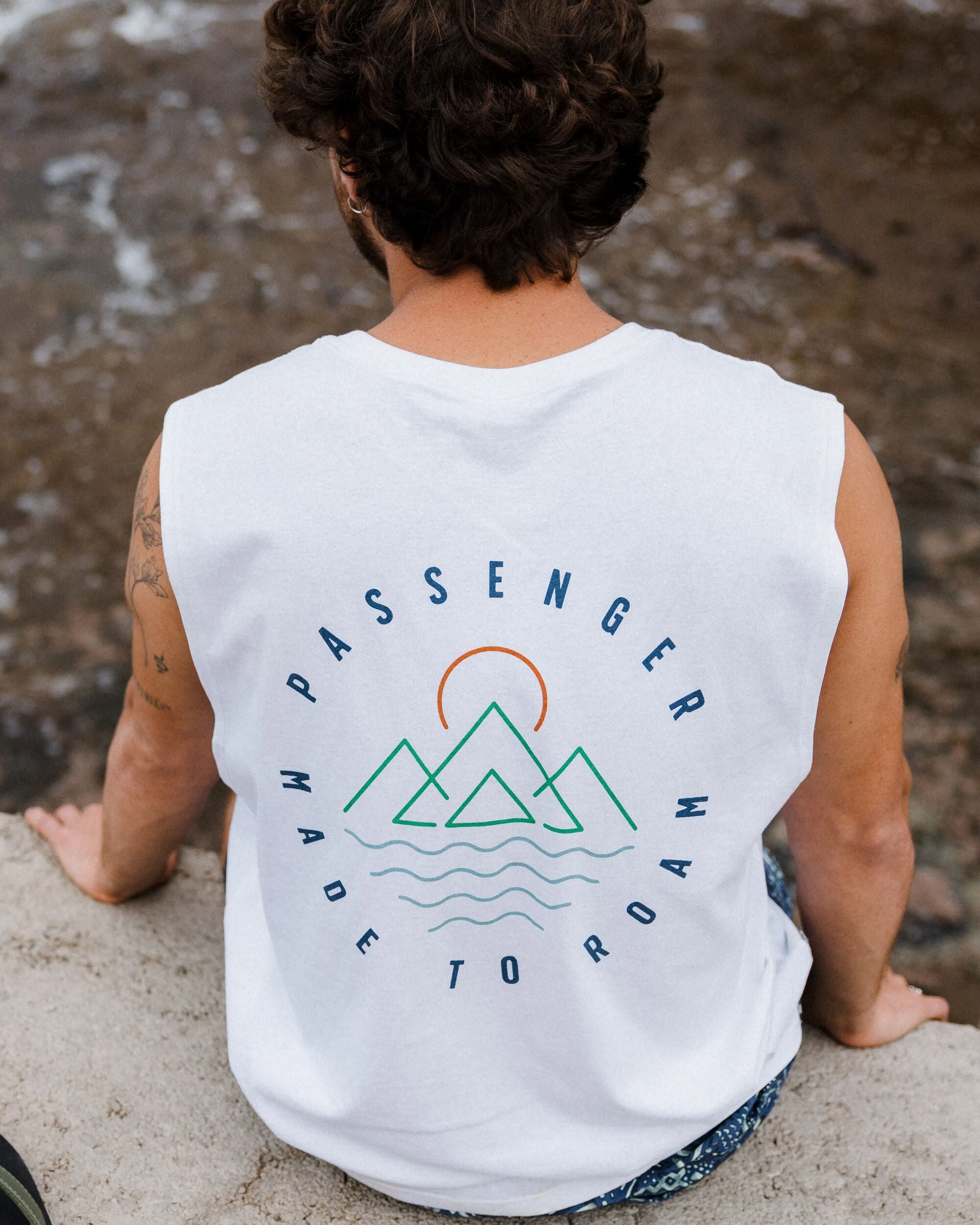 Escapism Recycled Cotton Vest - White - Lifestyle