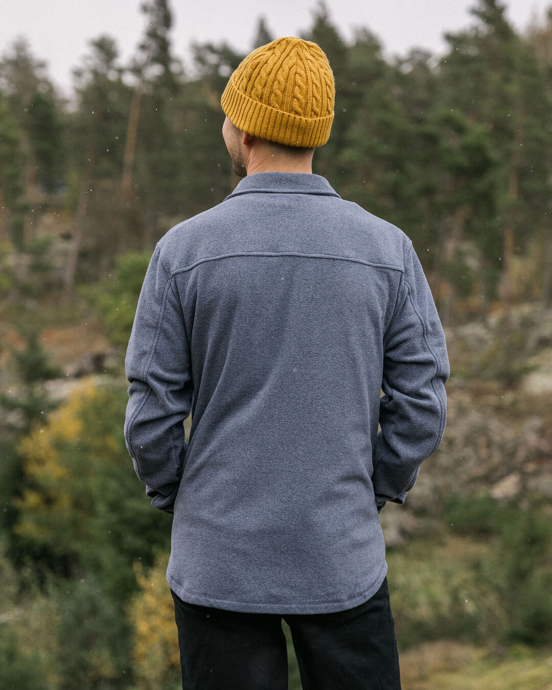 Maple Polar Recycled Fleece Shirt - Navy Marl - Lifestyle