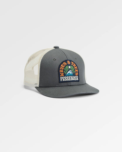 Dawning Organic Cotton Trucker Cap - Charcoal - Flatlay