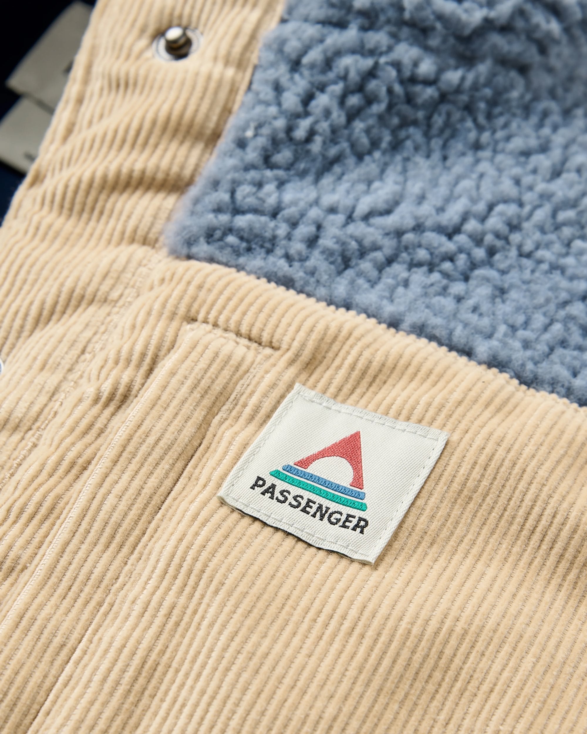 Clover Recycled Sherpa Hooded Fleece - Stormy Blue  - Flatlay