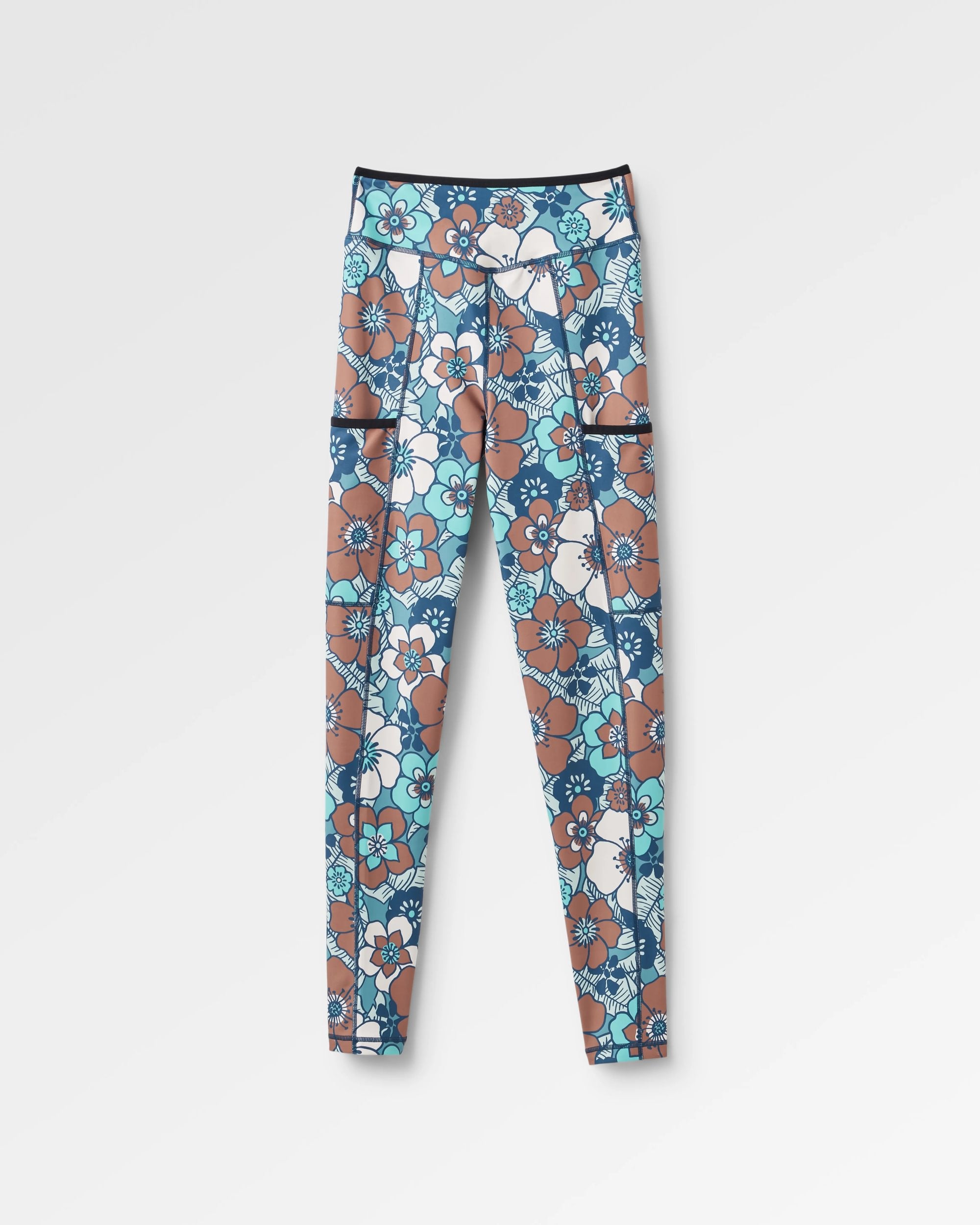 Mantra Recycled Active Leggings - Vintage Floral Aqua - Flatlay