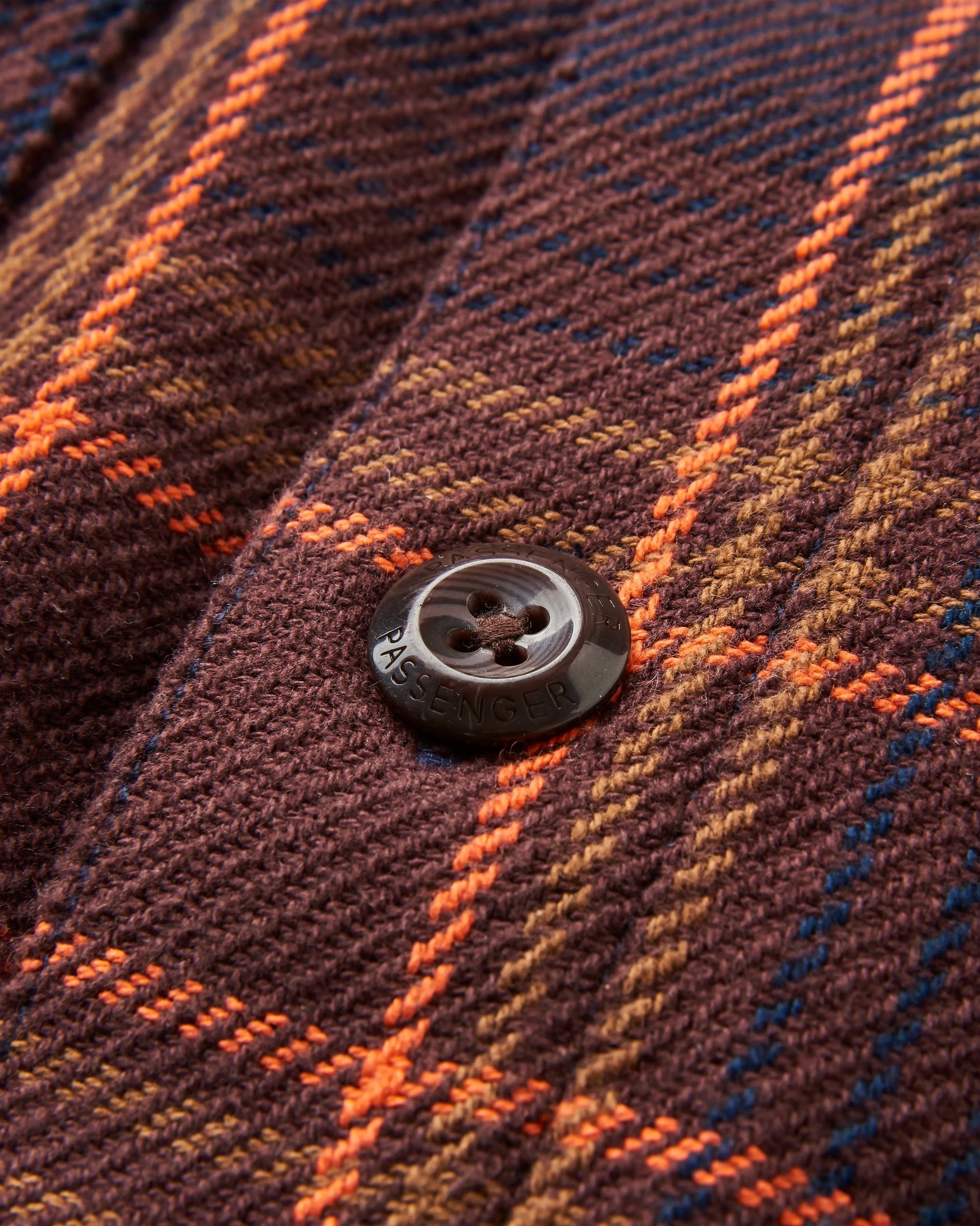 Island Twill Shirt - Rich Navy/Espresso Check - Flatlay