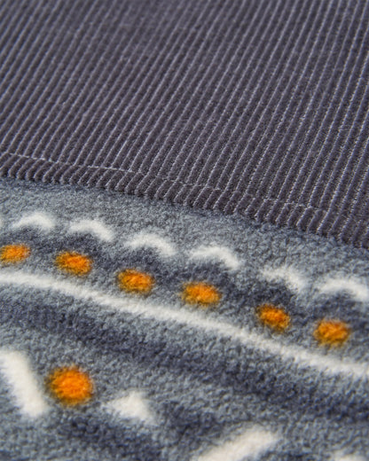 Somewhere Recycled Fleece - Geo Tracks Charcoal - Flatlay