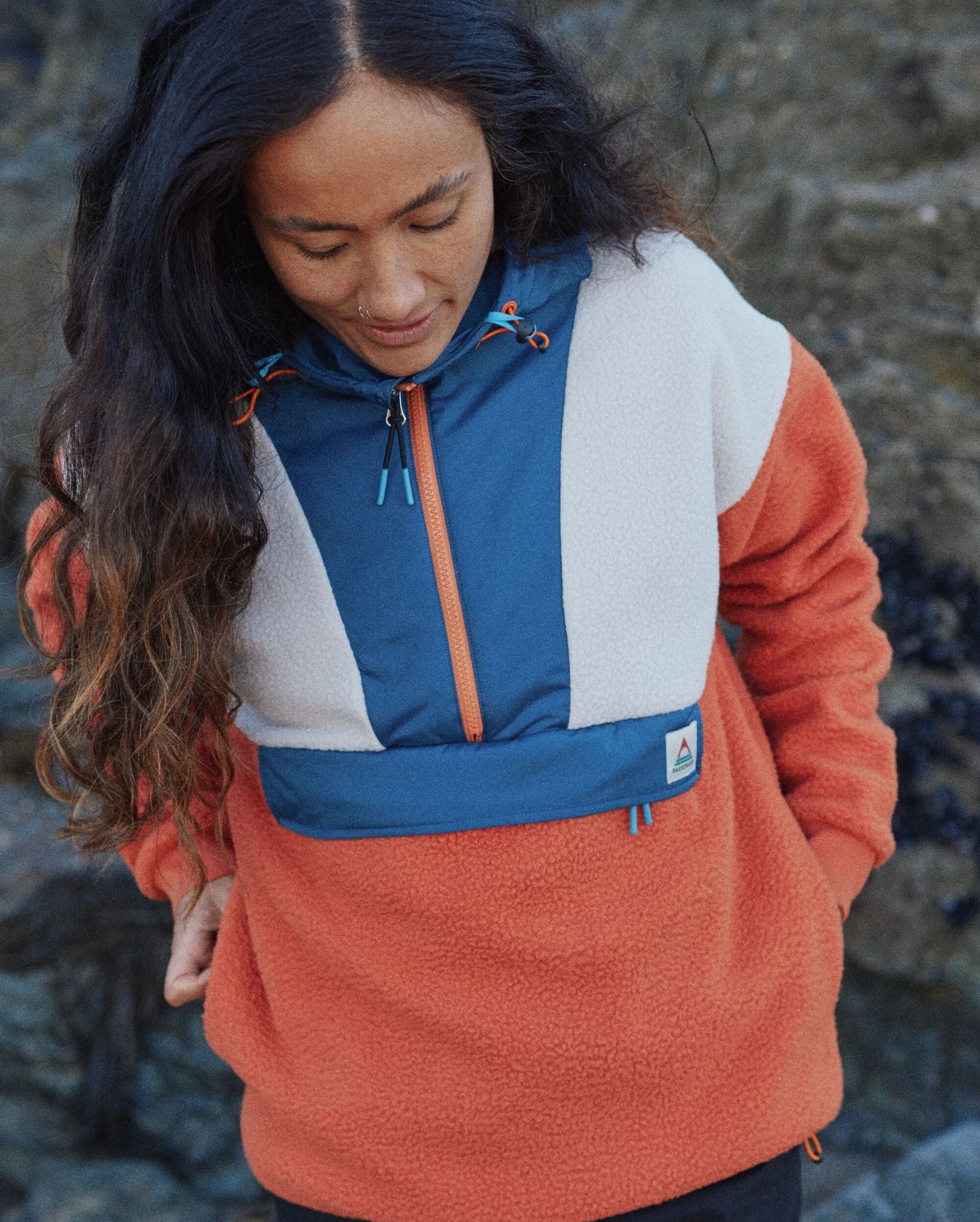 Maren 1/2 Zip Recycled Sherpa Fleece - Burnt Orange - Lifestyle