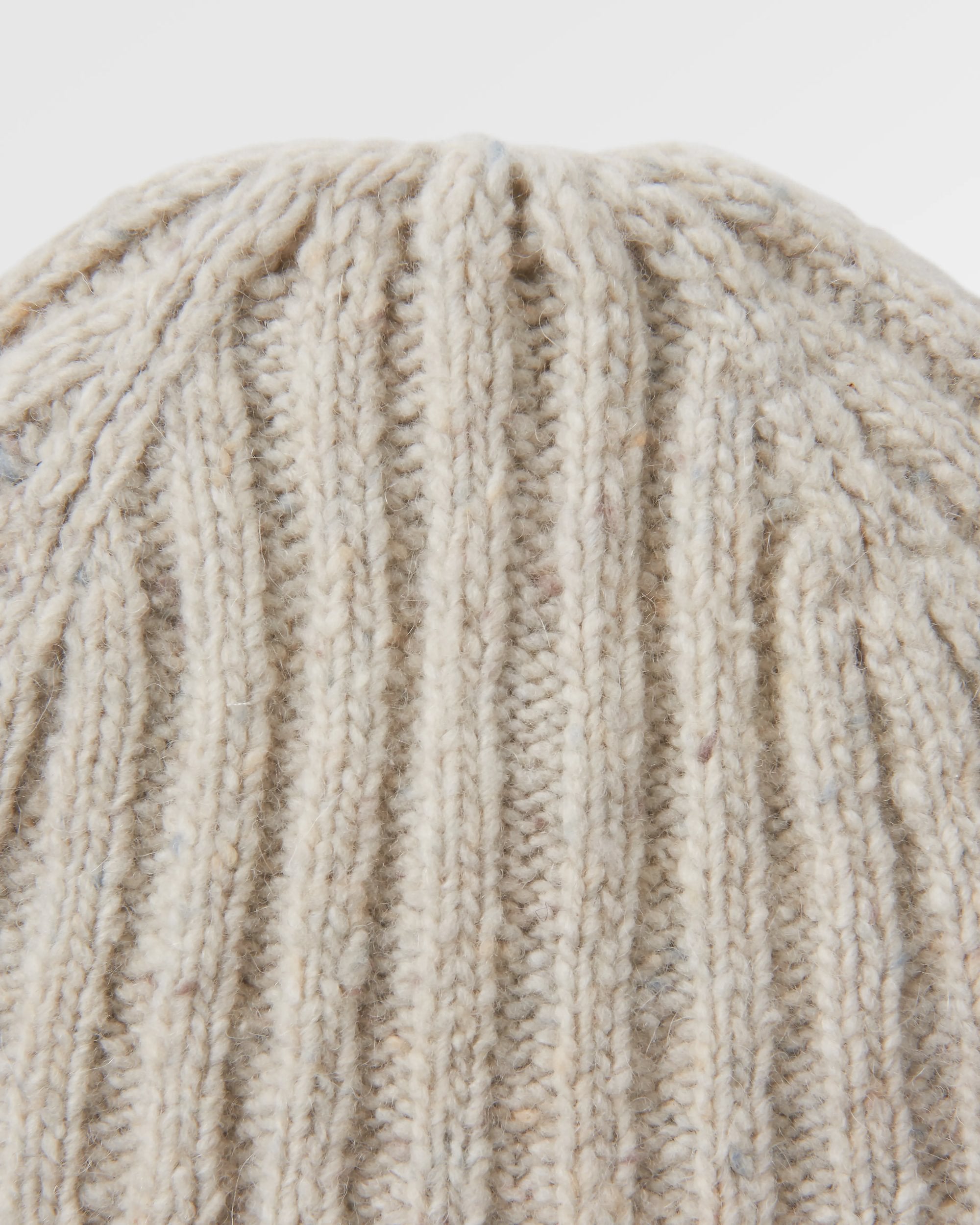 Fisherman Merino Wool Beanie - Vintage White - Flatlay