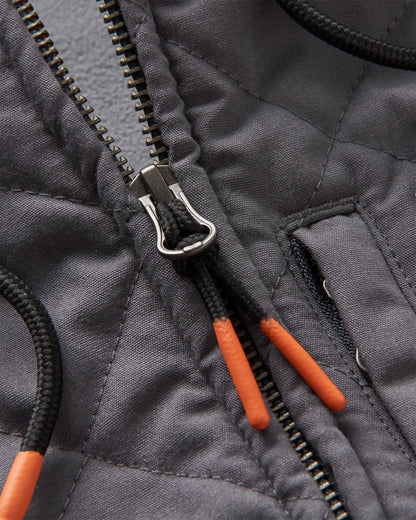 Tidal Full Zip Organic Cotton Hoodie - Charcoal Marl - Flatlay