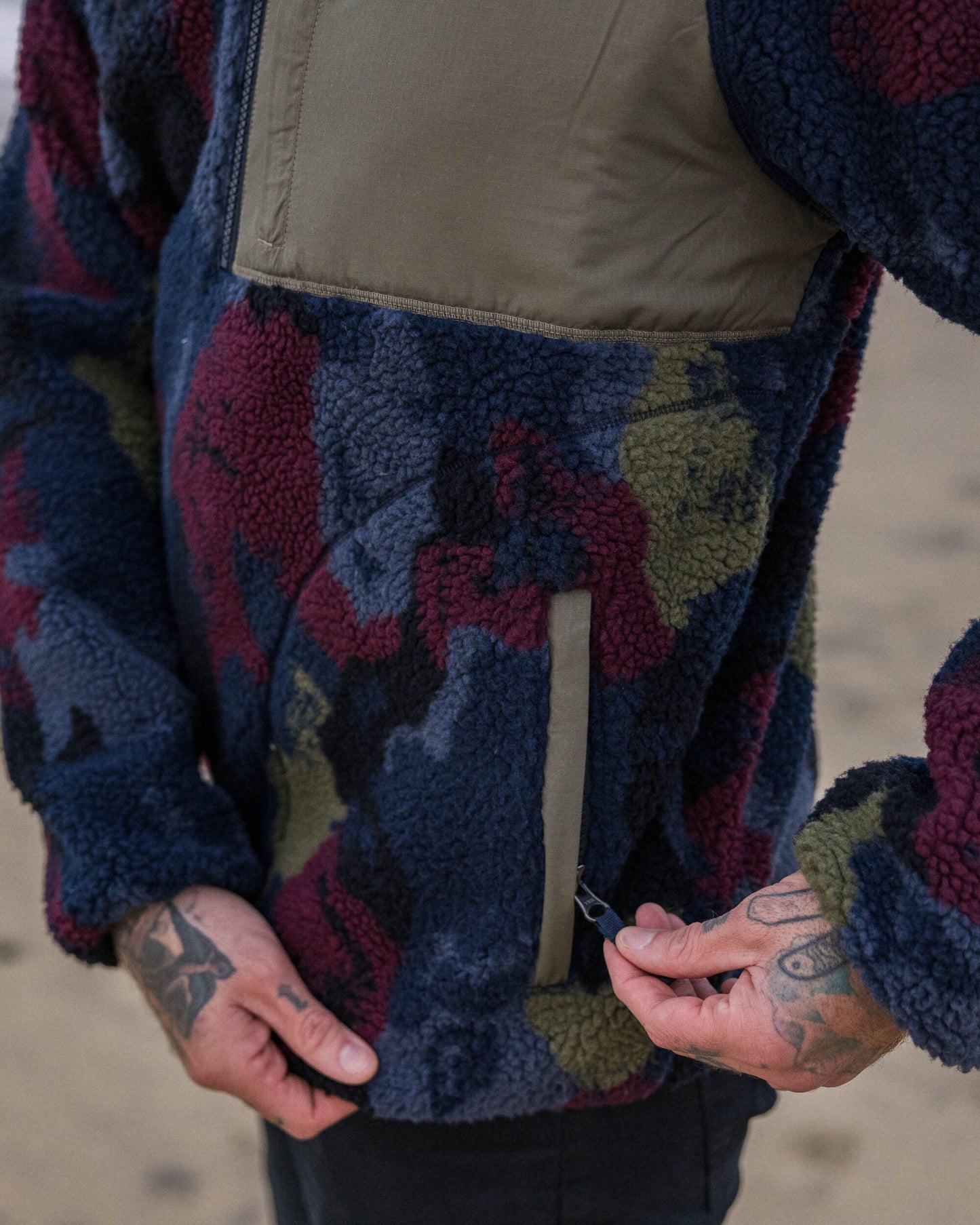 Offroad Recycled Sherpa 1/2 Zip Fleece - Sycamore Pattern