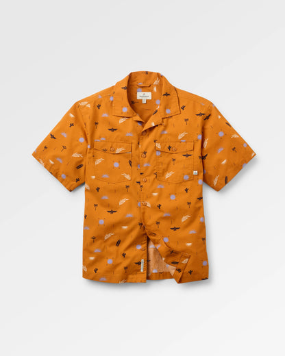 Acreage Organic Cotton Shirt - Sundial Retro Orange - Flatlay
