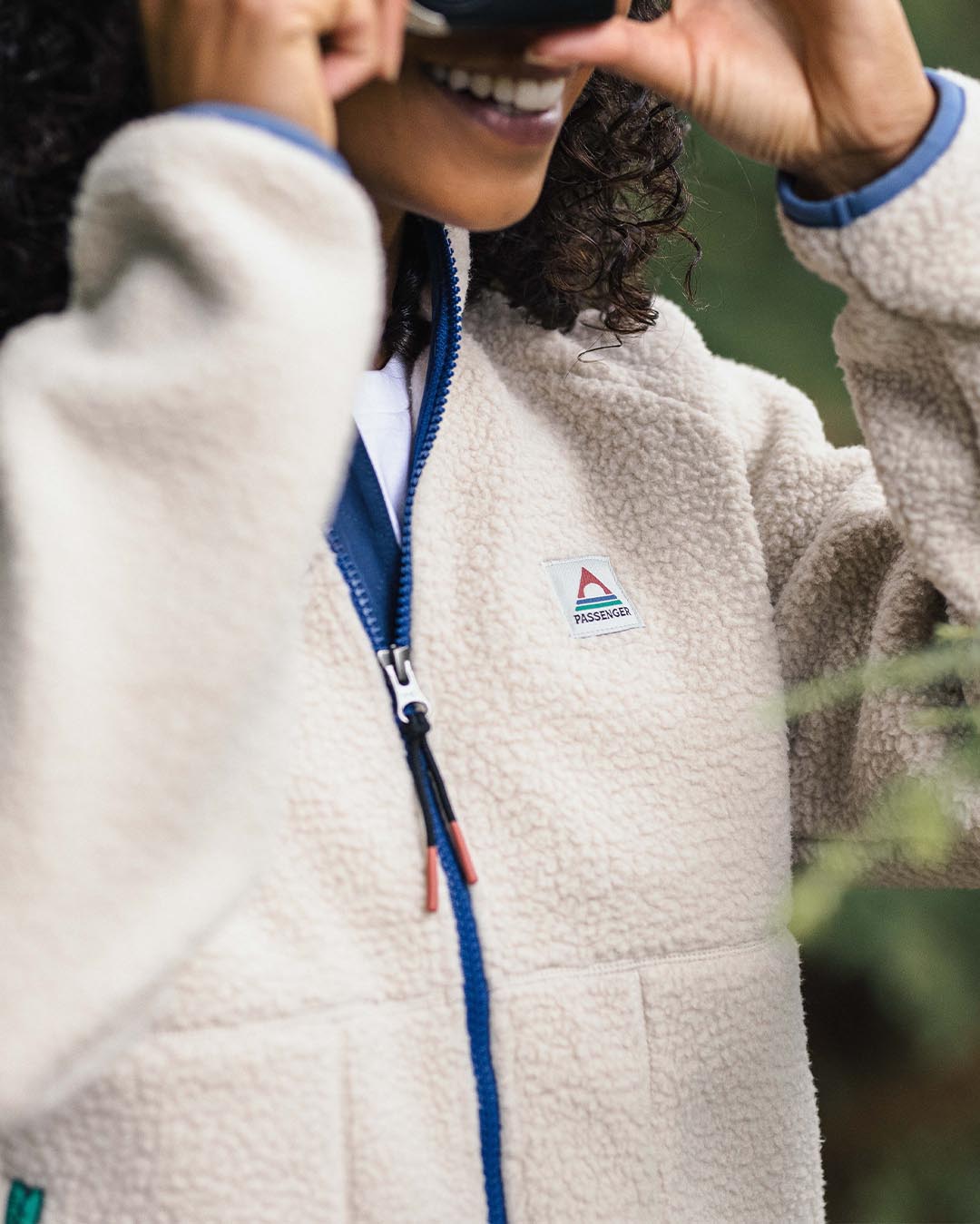 Fairbanks Full Zip Recycled Sherpa Fleece - Oatmeal - Lifestyle