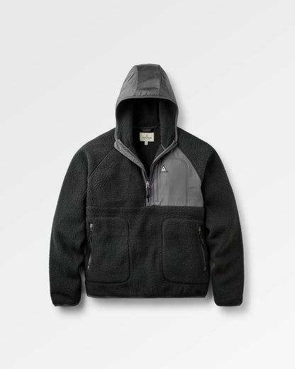 Offgrid 1/2 Zip Hooded Sherpa Fleece - Black - Flatlay