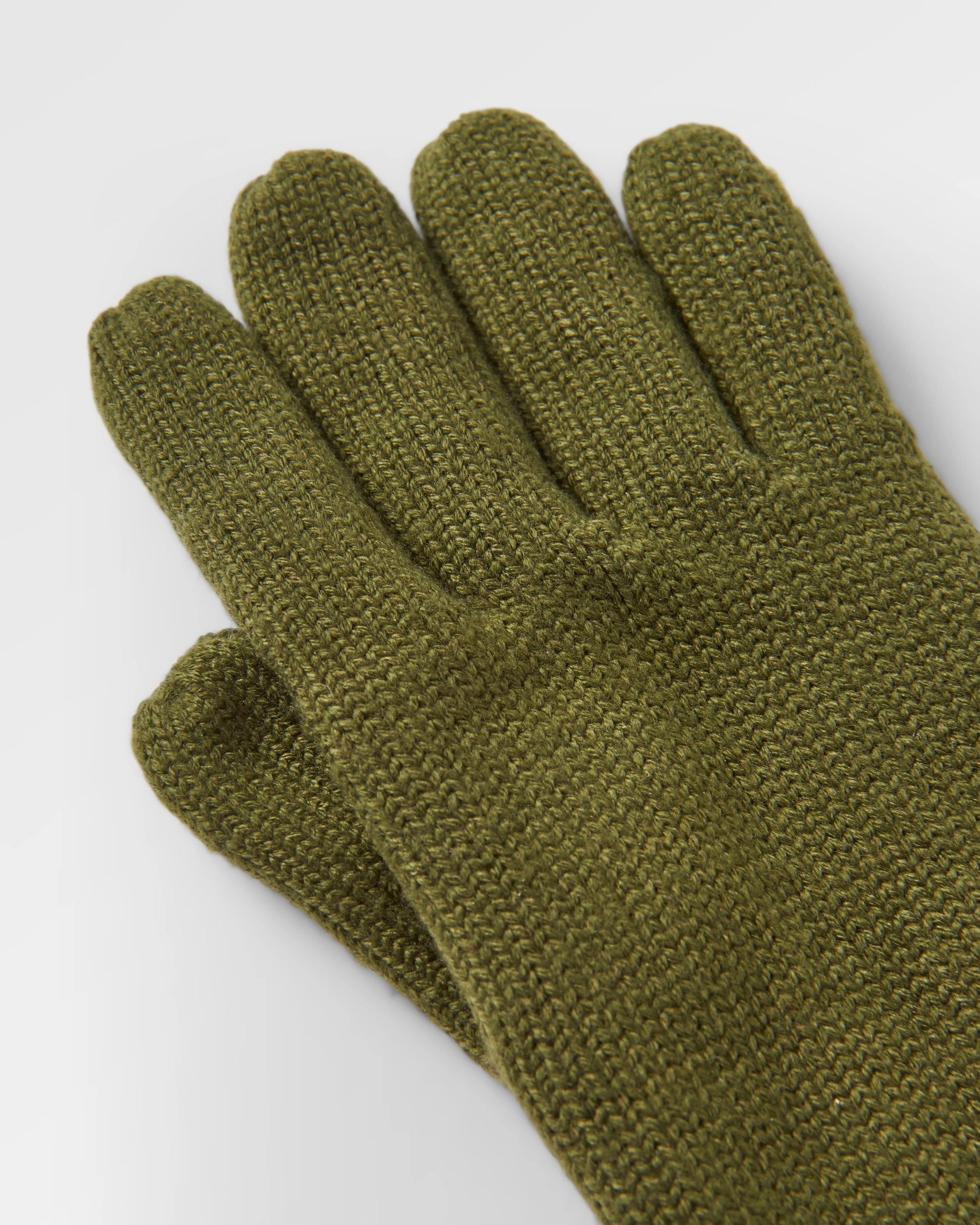 Gale Recycled Knitted Gloves - Khaki - Flatlay