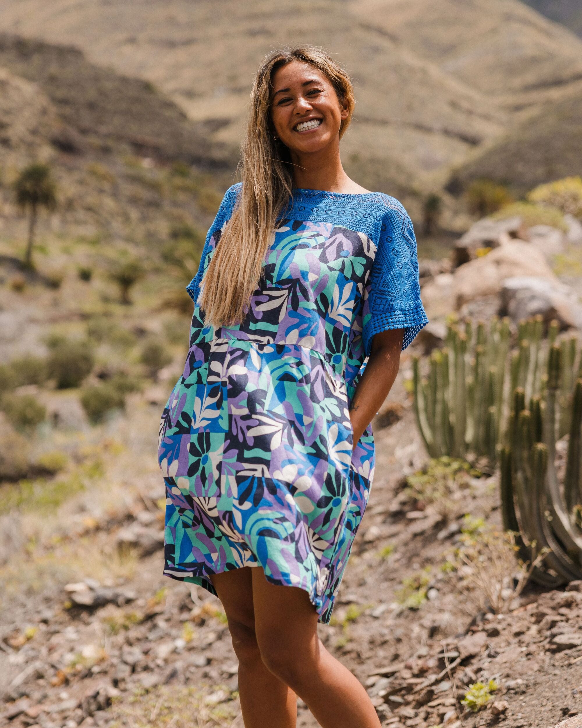 Sono Linen Beach Dress - Mountain Foliage Purple - Lifestyle