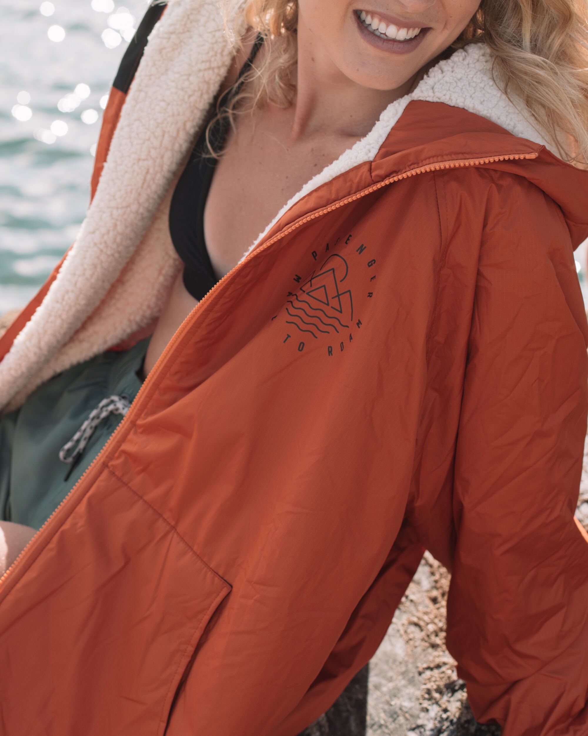 Escapism Recycled Sherpa Lined Changing Robe - Rust - Lifestyle - Female