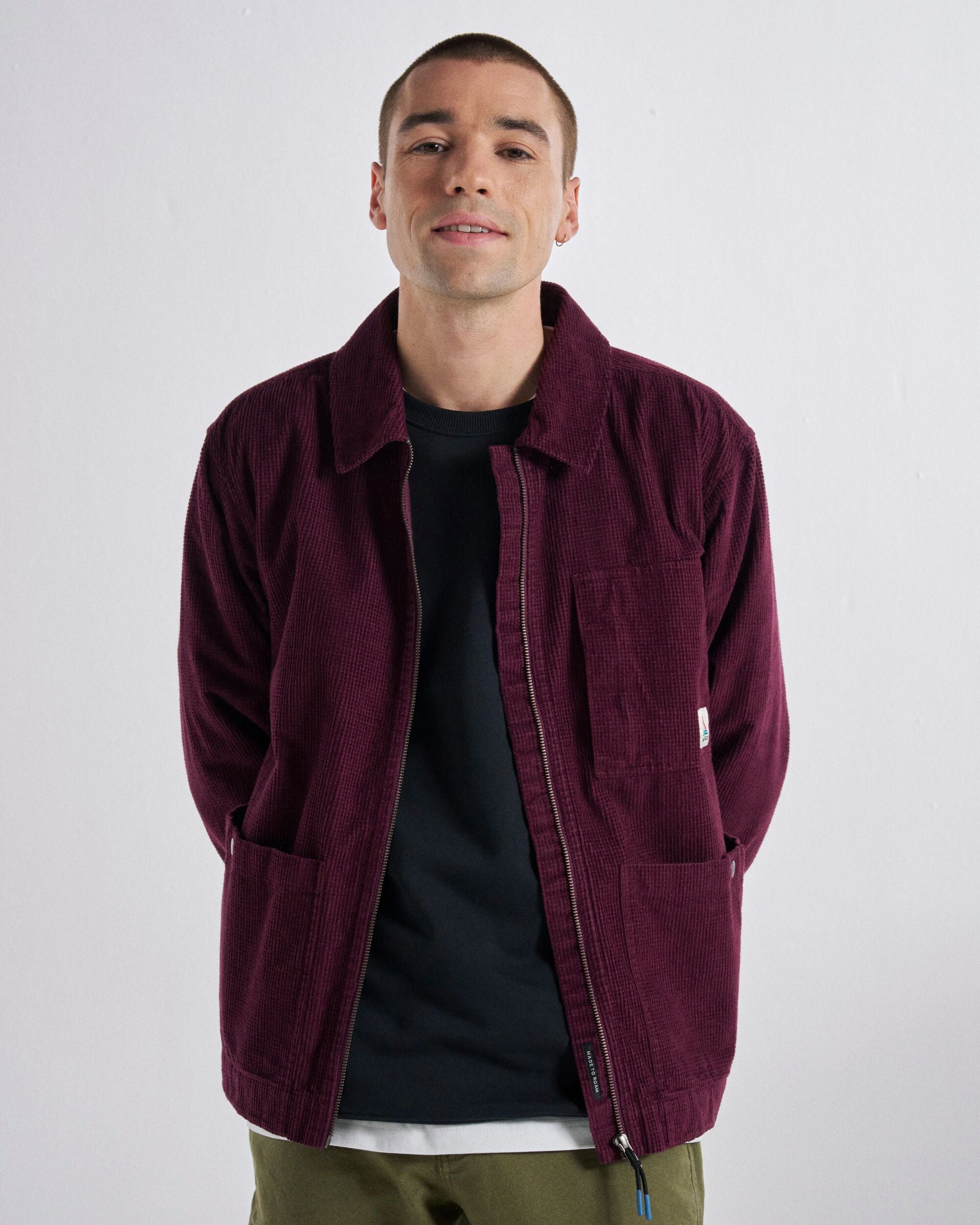 Harvest Organic Cotton Cord Overshirt - Fig - Studio Model