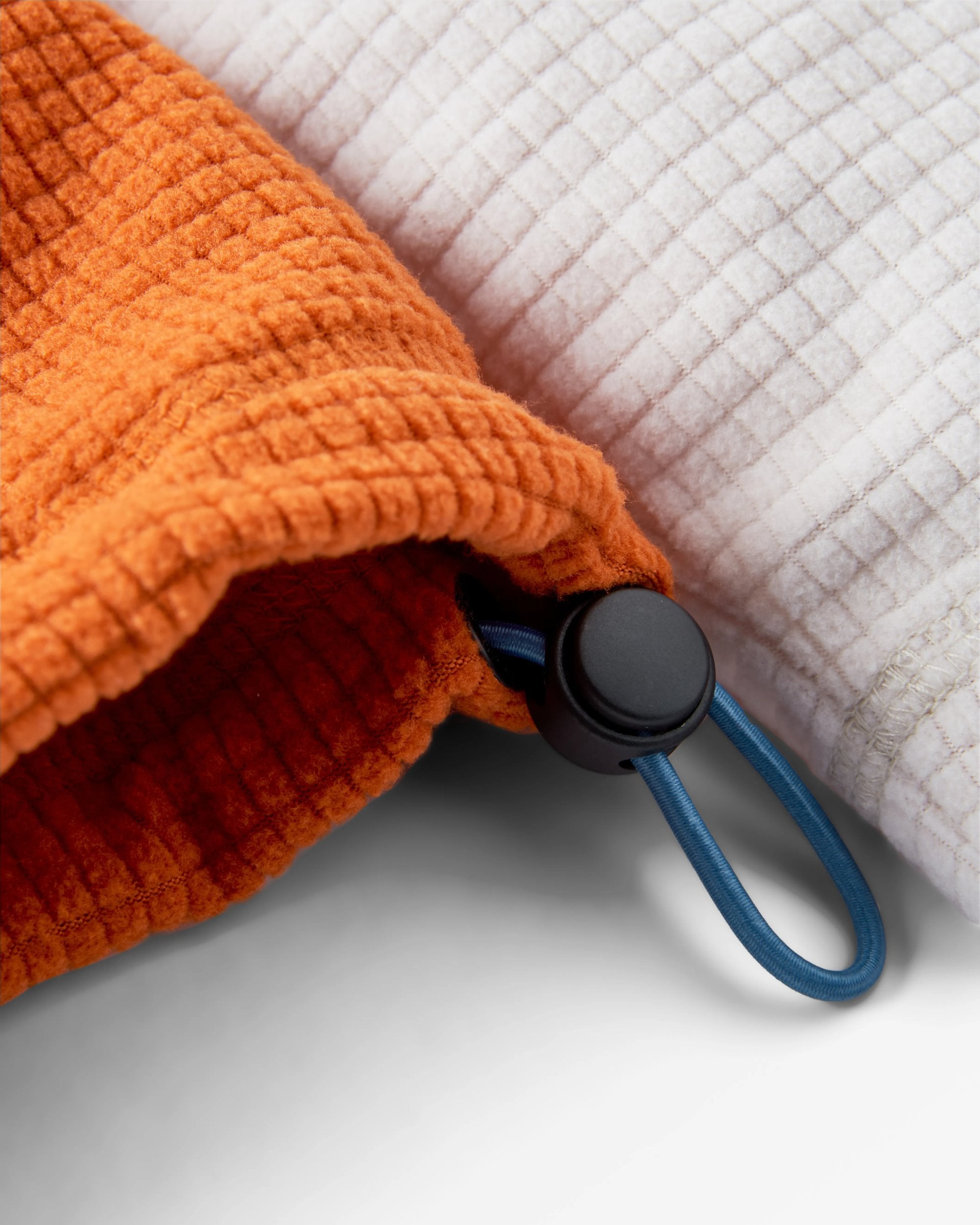 Off Trail Recycled Grid Polar Fleece - Birch/Sunset Orange - Flatlay