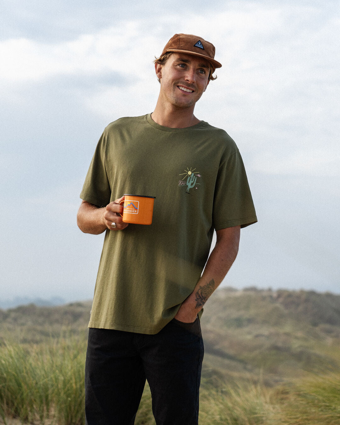 Tizana Recycled Cotton T-Shirt - Khaki - Lifestyle