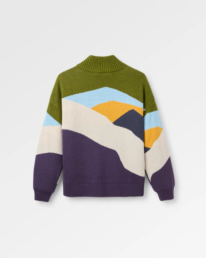 Squall Windproof Full-Zip Knitted Jumper - Scenic Deep Plum - Flatlay