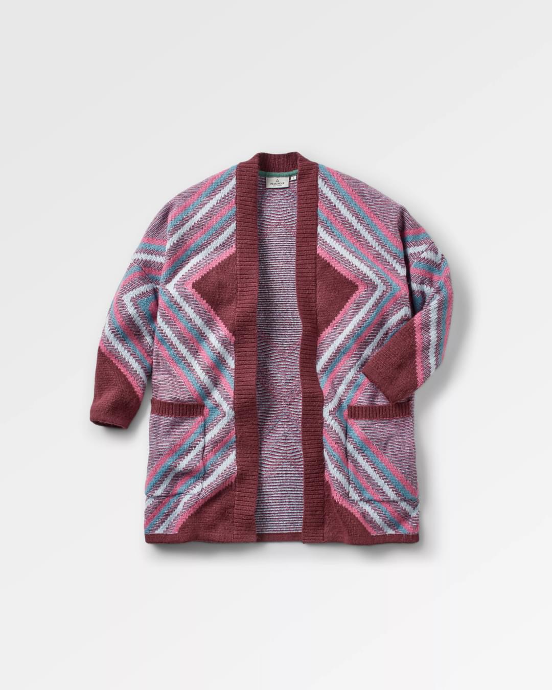 Homestead Recycled Cardigan - Wine - Flatlay