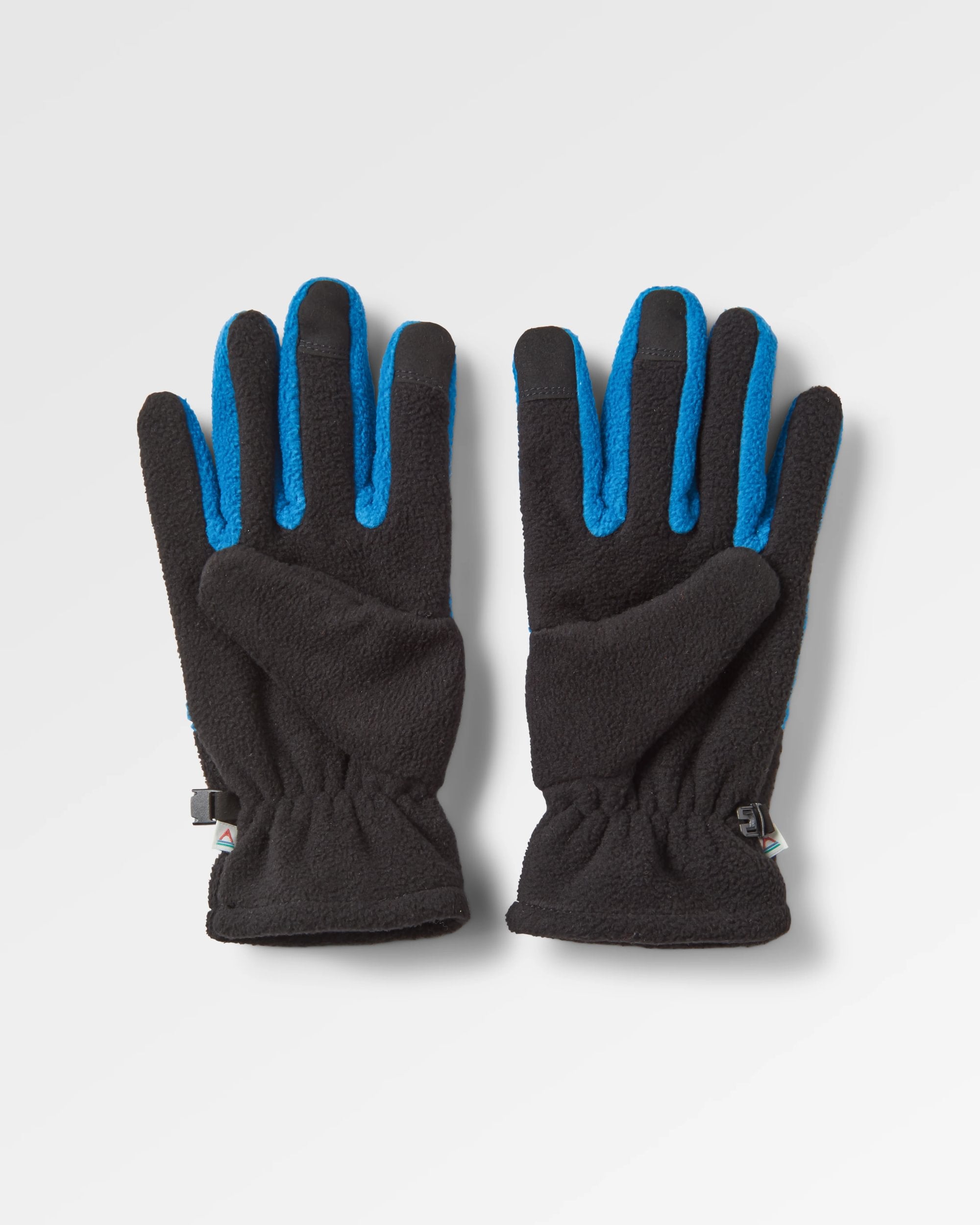 Daytrip Recycled Polar Fleece Touch Screen Gloves - Black/Tidal Blue - Flatlay