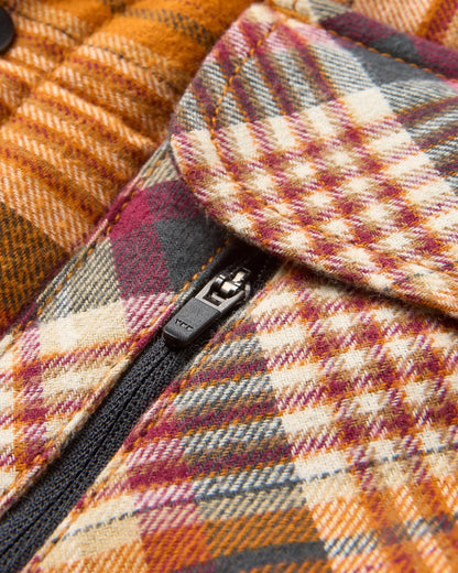 Taranaki Quilted Overshirt - Retro Orange Check - Flatlay