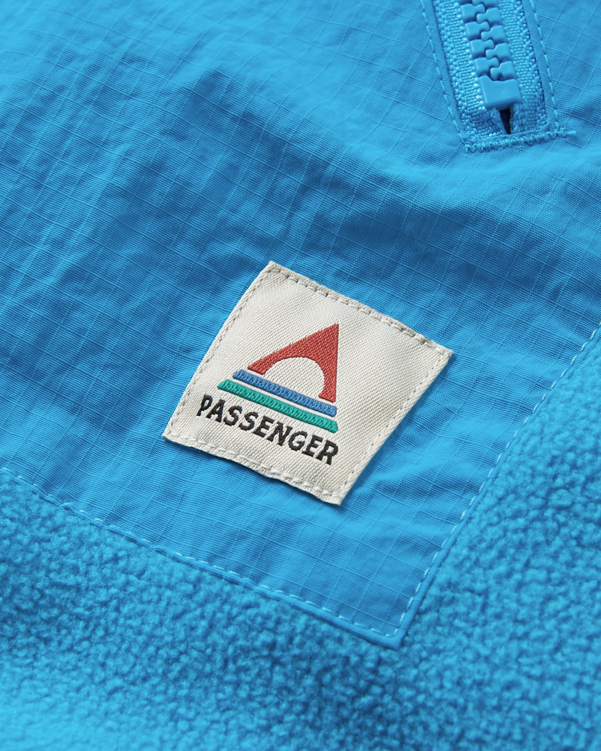 Navegado Recycled Soft-Touch Sherpa Fleece - Abstract Mountain Blue Fog - Flatlay