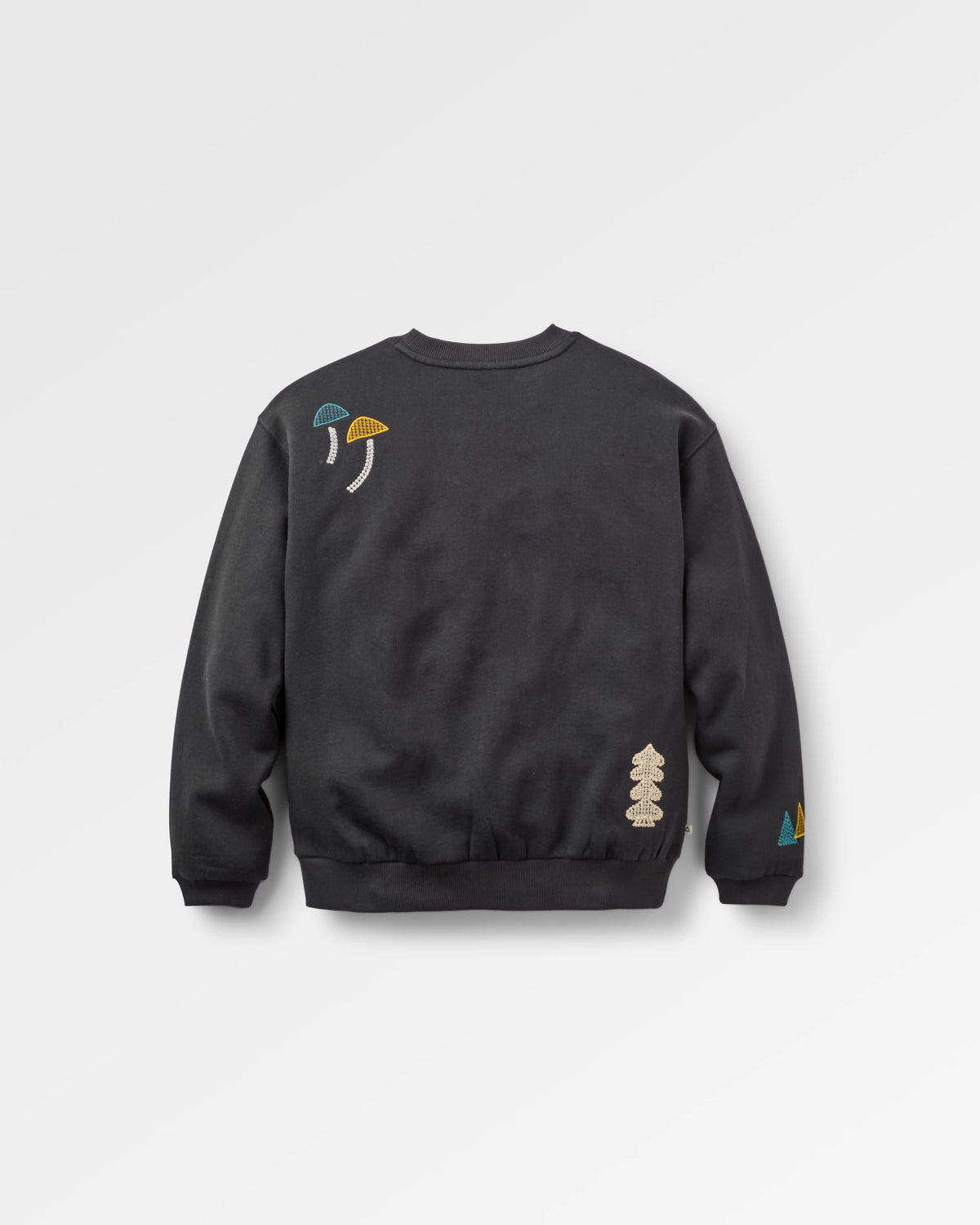 Slower Rhythms Embroidered Women's Organic Cotton Sweatshirt - Faded Black - Flatlay