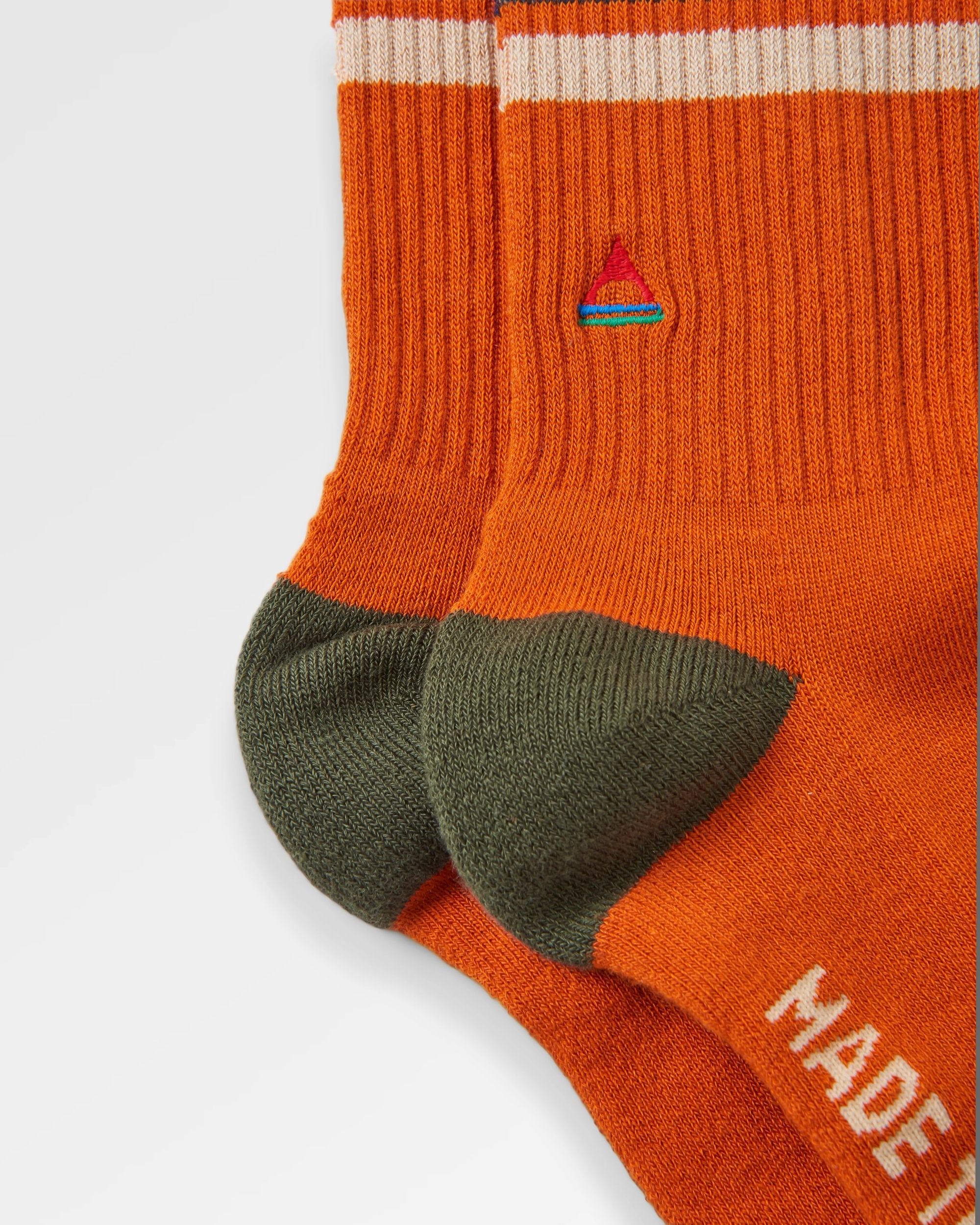 Organic Midweight Crew Socks - Burnt Orange - Flatlay