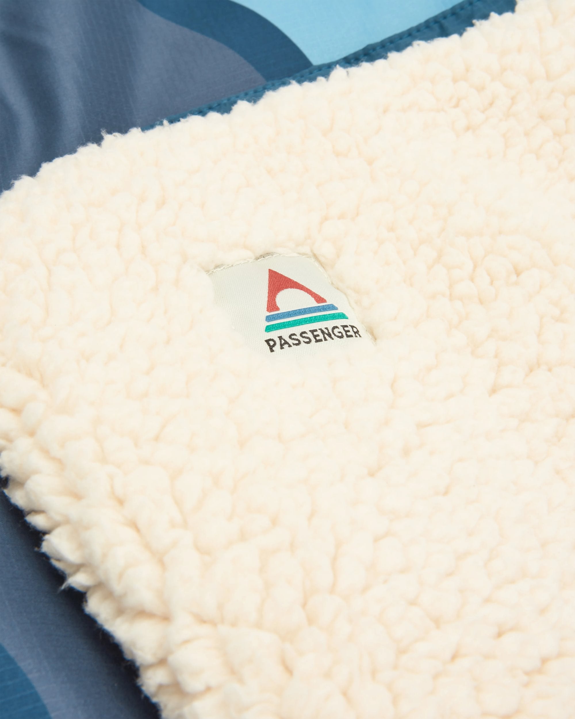 Cabin Recycled Sherpa Blanket - Dark Denim - Flatlay