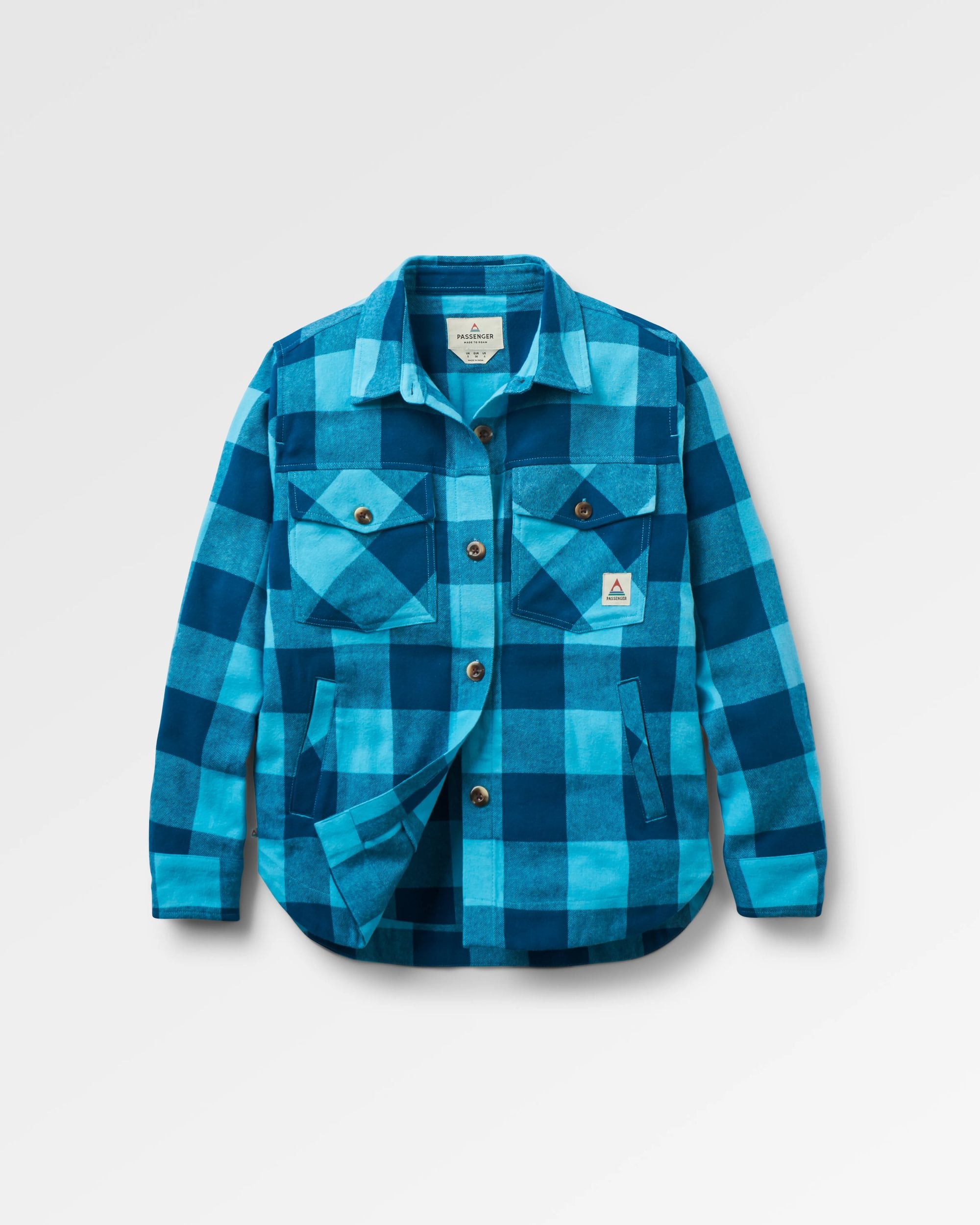 Stella Organic Cotton LS Shirt - Retro Blue Check  - Flatlay