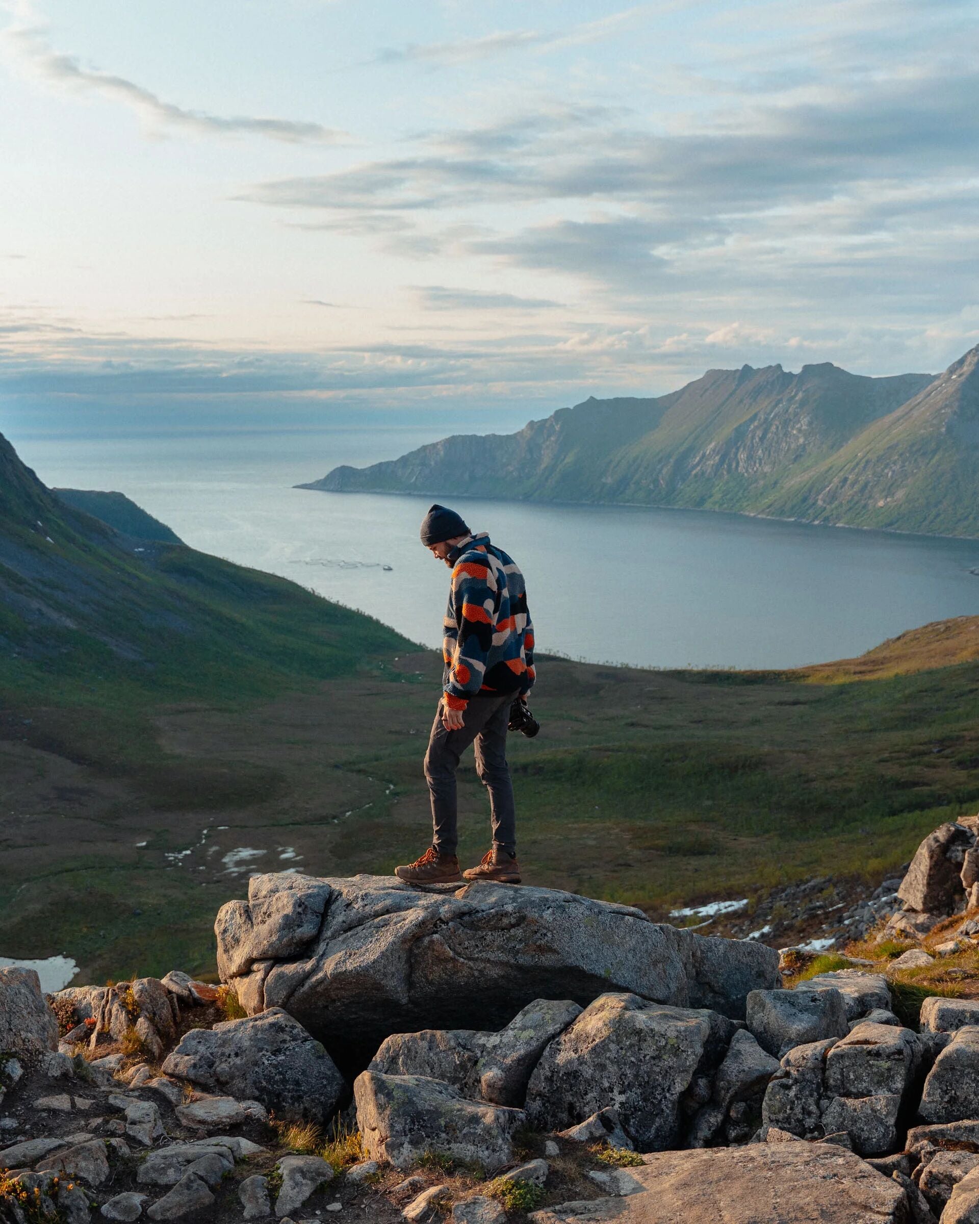 Offroad Recycled Sherpa 1/2 Zip Fleece - Vista Patchwork Dark Denim - Lifestyle