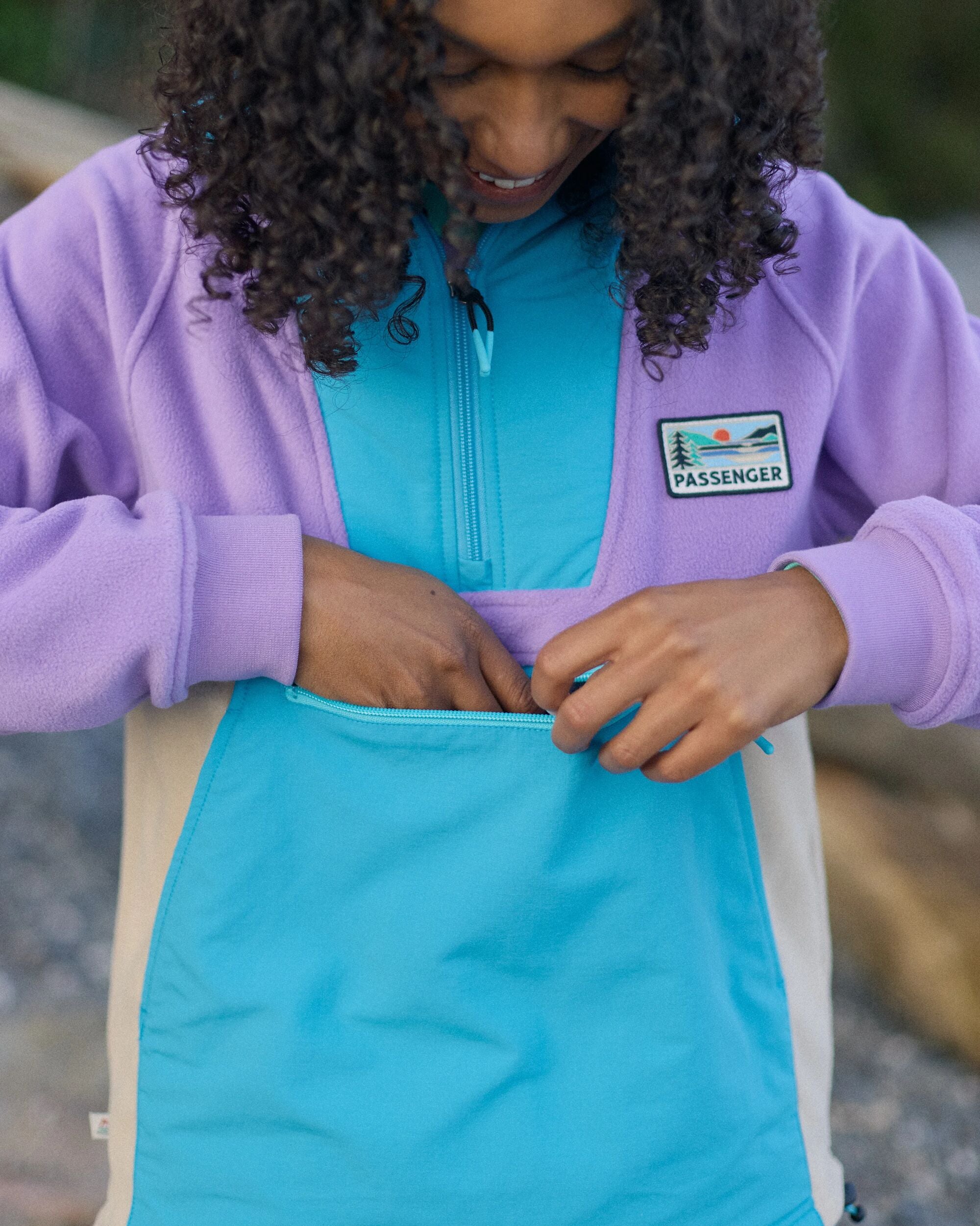 Alexander Recycled Hooded Polar Fleece - Retro Purple/Bluejay - Lifestyle