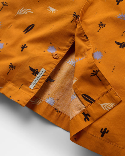 Acreage Organic Cotton Shirt - Sundial Retro Orange - Flatlay